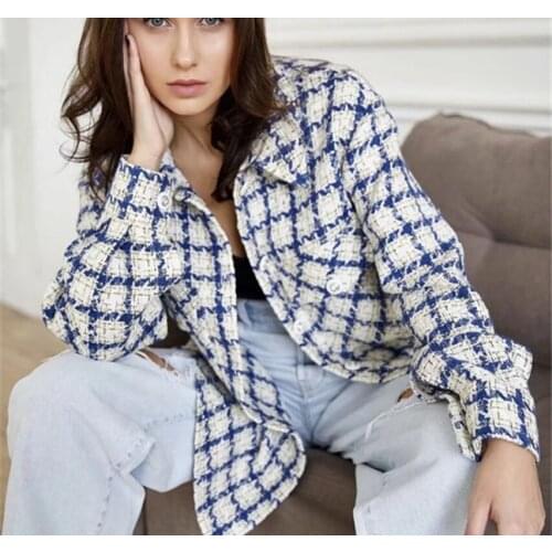 Vintage Soft Tweed Shirts Jacket Women 2021 Winter Autumn Fashion Ladies Elegant Loose Coat Streetwear Oversize Chic Outwear