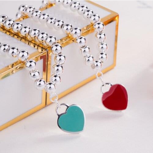 Fashion Enamel Heart-Shaped Charm Bracelet For Women S925 Sterling Silver Buddha Bead Designer Bracelet Gift