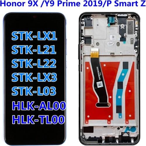 For Huawei Honor 9X Global Premium LCD Display Touch Screen touch Digitizer Assembly Frame STK-LX1 STK-L22 lcd China HTK-AL00