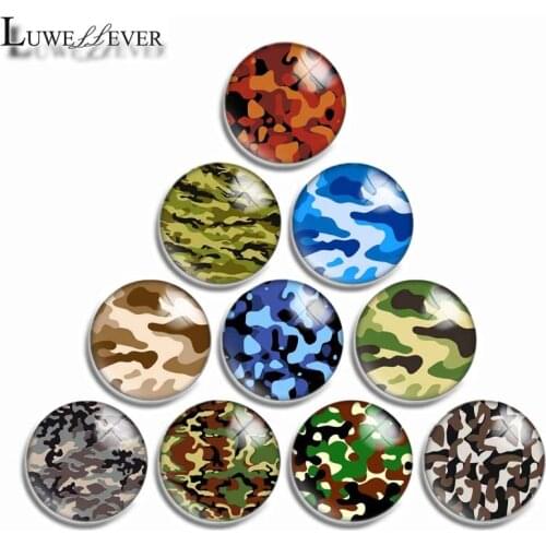 12mm 10mm 16mm 20mm 25mm 30mm 522 Camouflage Mix Round Glass Cabochon Jewelry Finding 18mm Snap Button Charm Bracelet