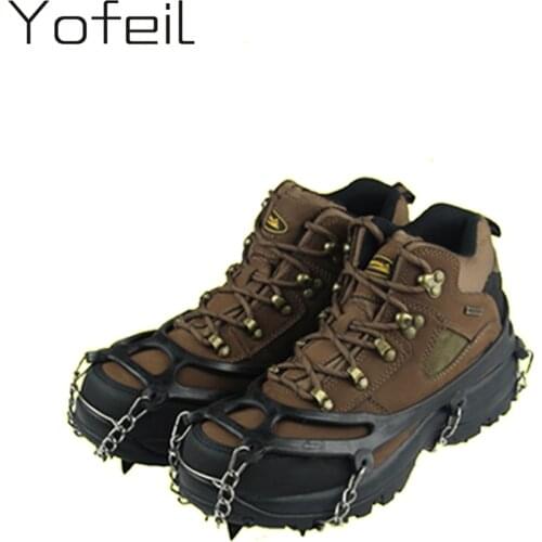 12 Teeth Claw Traction Crampon Anti-Slip Ice Cleats Boots Gripper Chain Spike Sharp Outdoor Snow Walking Climbing Shoes cover
