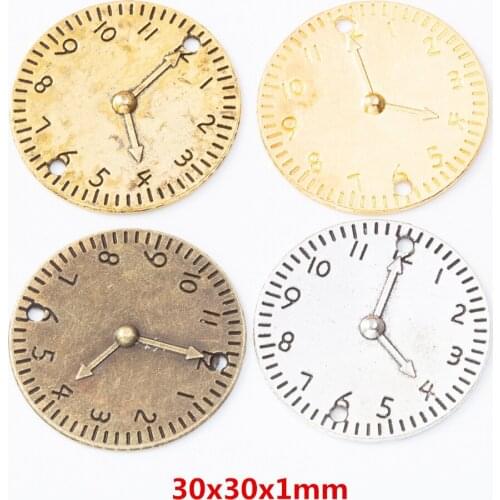 15 pieces of retro metal zinc alloy Double hanging clock connector Pendant for DIY handmade jewelry necklace making 8100