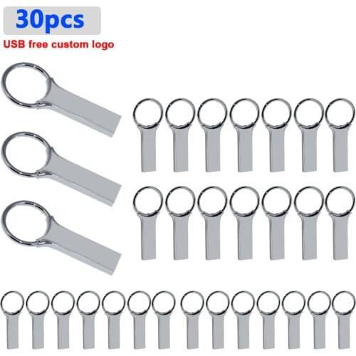 30pcs logo free USB Flash Drive Metal Pen Drive 128GB 64GB 32GB 16GB 8GB mini Pendrive USB 2.0 flash drive USB Memory Stick gift