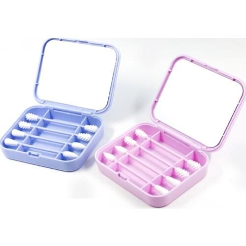4 Pieces / Set Of Reusable Double-headed Silicone Cotton Swabs With Box Cosmetic Mirror Cotton Swab Sticks