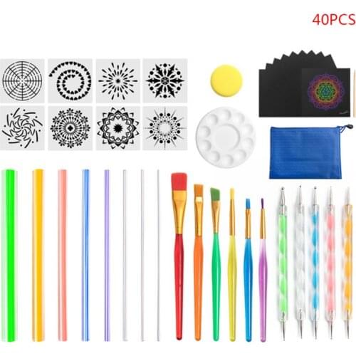 40pcs/set Mandala Dotting Tools for DIY Painting Rock Pottery Stencil Template K3KB