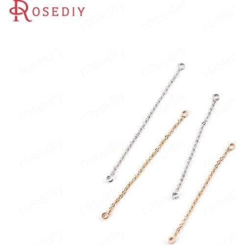 B041)10 pieces 44mm 54mm 24K Gold Color Brass 2 Holes Tassel Chain Earring Line High Quality Jewelry Findings Accessories
