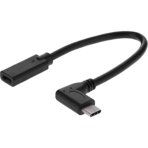90 Degree USB-C Type-C Male Head to Female Straight type-C Head Extension Data Adapter Cable M to F Extender Cabo Cord Wire