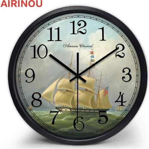Airinou European Wall Clock Rome Retro Theme Clock Metal Frame Mute Family Living Room Office Hotel Wall Clock 3 sizes