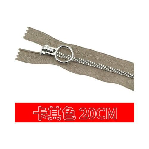 Free shipping 10pcs/lot 20cm khaki zipper 5# Metal zipper Round zipper head clothing trousers zipper accessories