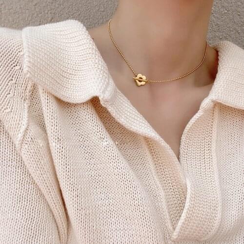 Stainless Steel Bead Chain Toggle Clasp Gold Necklaces Necklaces for Women Minimalist Choker Necklace