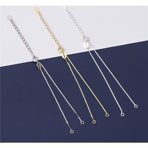 925 Sterling Silver Semi-finished Women Bracelet Box Chains 15+4cm Fancy Silver Chain With Double Hoops DIY Jewelry Accessories