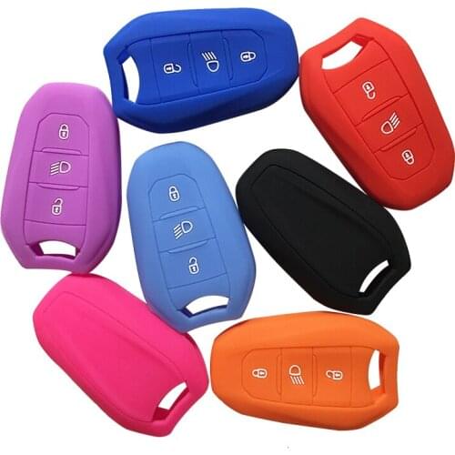 Shell Cover Holder Car Key Fob Case 5008 DS5 DS6 For Peugeot 208 DS3 For Citroen C4 C5 X7 Silicone Rubber Smart Remote Key Cover