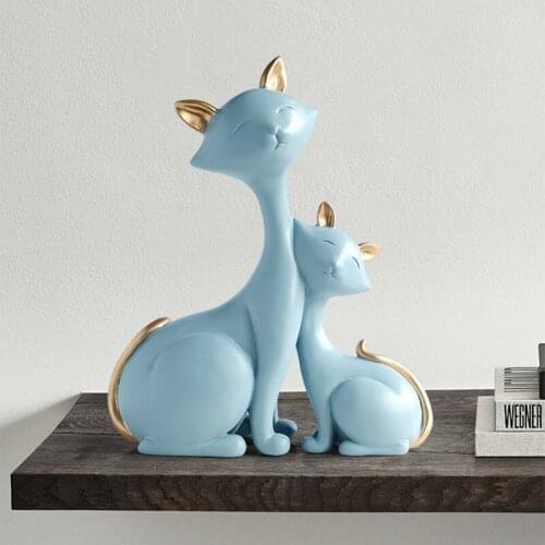 Nordic Home Decoration Cats Ornament Resin Creative Conjoined Mother & Child Figurines Living Room Decoration Furnishings