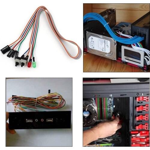 GTBL PC Case Red Green LED Lamp ATX Power Supply Reset HDD Switch Lead 20"