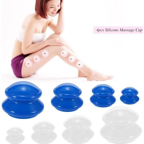 4Pcs Moisture Absorber Anti Cellulite Vacuum Cupping Cup Silicone Family Facial Body Massage Therapy Cupping Cup Set 4 Size