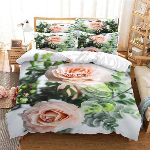 2-3Pcs Beautiful Flower Bedding Set Duvet Cover Set 3d Bedding Digital Printing Bed Linen Queen Size Bedding Set Fashion Design