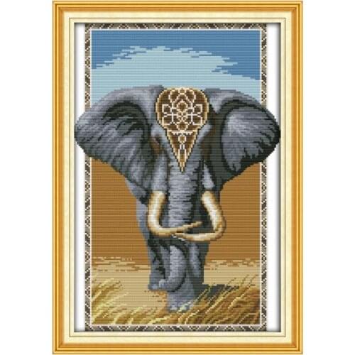Elephant king cross stitch kit 14ct 11ct count print canvas stitching embroidery kits
