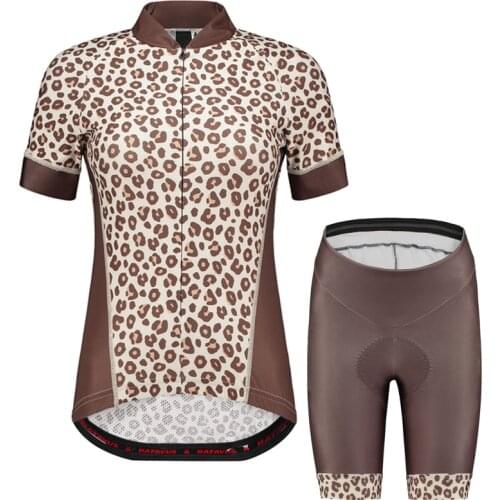 NEW Womens Leopard Bike Shirt Short Sleeve Cycling Jersey Bicycle Clothing Sets Wear