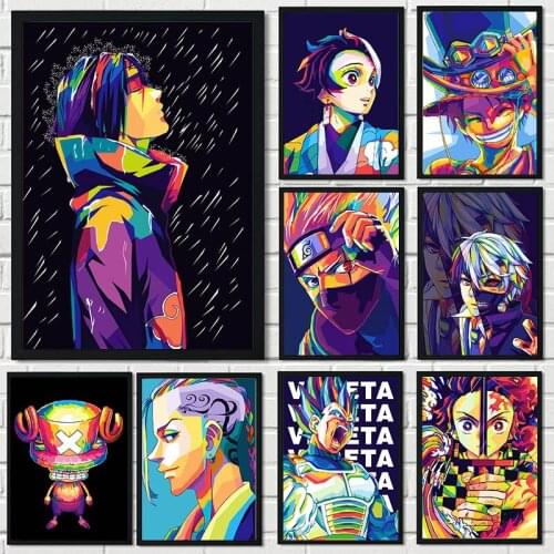 2021 Latest Japanese Anime Wpap Pop Art Posters and Prints Naruto One Piece Demon Slayer Wall Art Canvas Painting Home Decor