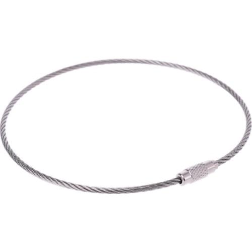 Stainless Steel Wire Keychain Cable Key Ring Chain Outdoor Luggage Tag Loop Rope U2JB