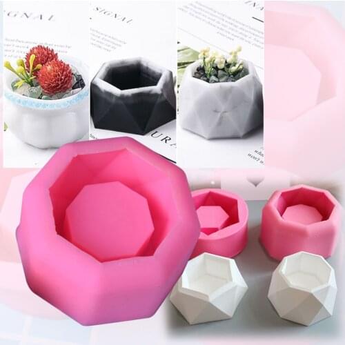 DIY Silicone Vase Mould Geometric Polygonal Flower Pot Mold Concrete Plants Cement Silicone Mould For Home Office Decor Hot