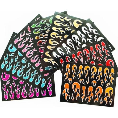 6Pcs Nail Flame Adhesive Sticker Self-Adhesive Holographic Fire Pattern Decals DIY Fingernail Design Nail Art Supplies Stickers
