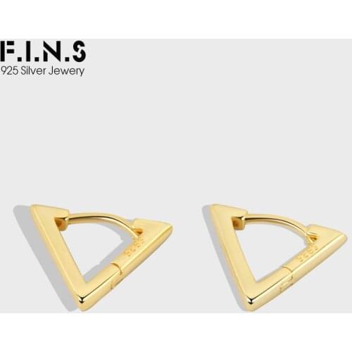 F.I.N.S Geometric 925 Sterling Silver Small Hoop Earrings Triangle Earlobe Studs Anti-Allergenic Minimalist Fine Jewelry