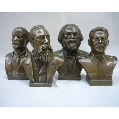 SHUN Collectible Decorated Old Bronze Carved Lenin statue, Stalin statue , Marx sculpture ,Engels Memorial Sculpture