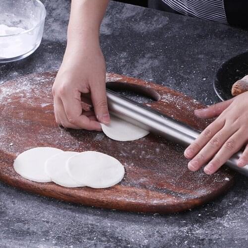 Stainless Steel Rolling Pin Metal Hand Dough Roller Bake Pizza Noodles Cookie Making Dumplings Press Non-stick Kitchenware