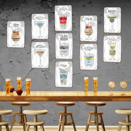 Mixed Style Vintage Metal Plaques Cocktail/Inspiring Quotes Tin Signs Plate Wall Bar Club Shop Kitchen Home Art Craft Decoration