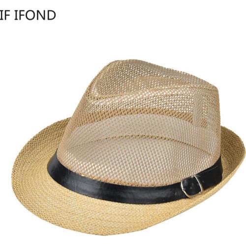 Straw hat Summer beach hat Mesh Breathable Panama Hat Big Head Man Plus Size jazz hat Fedora Hat straw hat
