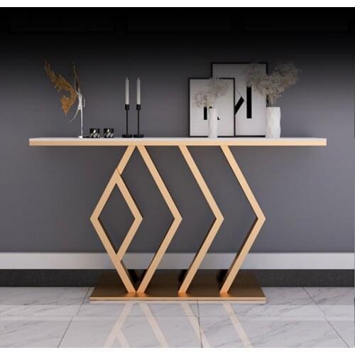Modern light luxury porch platform corridor creative porch cabinet simple iron marble porch table wall narrow table