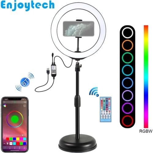 New Arrival 26cm RGB LED Ring Flash Lamp with Tabletop Mounts Holder Tripod for Mobile Phones Vlog Live Streaming Bloggers