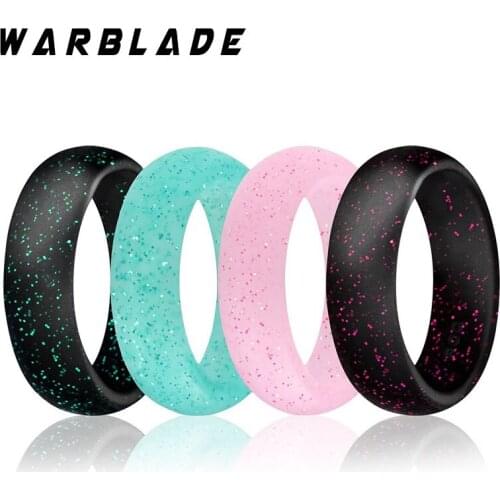 WBL 5.7mm 4-10 Size Hypoallergenic Crossfit Flexible Glitter Silicone Finger Ring Food Grade FDA Silicone Ring For Men Women