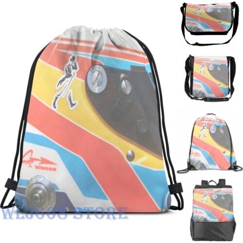 Funny graphic print shoulder Bags women Fernando Alonso Helmet Single shoulder backpack travel for men Gym Bag