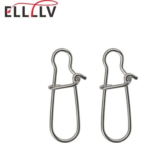 50pcs Strengthend Stainless Steel Safety Snap Fast Clip Lock Fishing Lures Fishhooks Connector Fishing Tackle Accessories