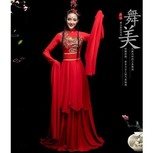 Embroidery Imbue Diamond High quality Slender New Sleeve Classical Dancing Dress Female Elegant Modern Chinese Hanfu Adults