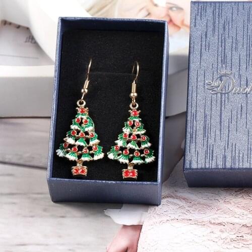 1 Pair Christmas Earring Pendant Gold Christmas Tree Alloy Snowman Eardrop Happy New Year Xmas Christmas Gift