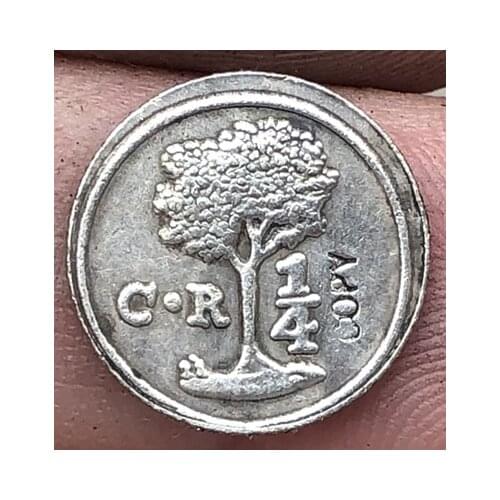 1845 Central American Republic 1/4 Real coins 11.5mm