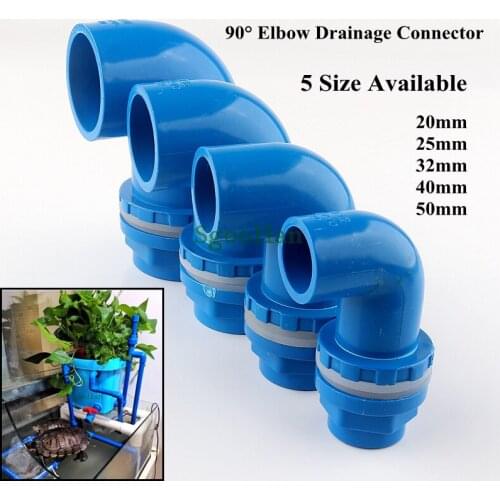 2~20pcs ID 20 To 50mm Aquarium Water Tank Drain Joints PVC Pipe Home DIY Fish Tank Tube Fittings 90° Elbow Drainage Connector