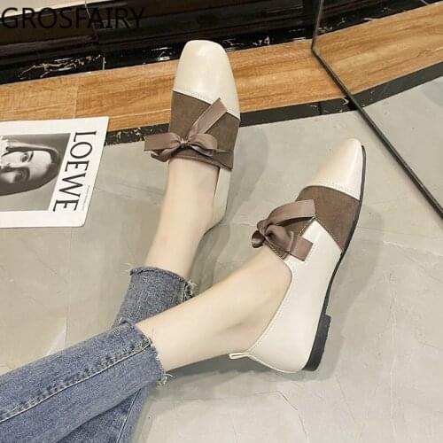 2021 Womens Shoes Flat Loafers Deep Mouth Womens Shoes Bow Vintage Mary Jane Shoes Single Shoes Women
