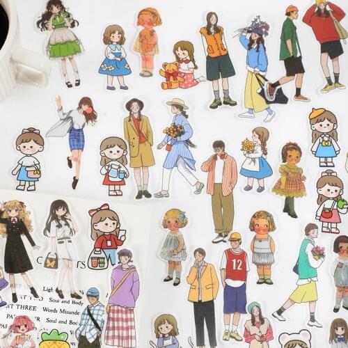 40 pcs/pack Cute cartoon girl Decorative Sticker Scrapbooking diy Label Diary Stationery Album Journal Fashion boy Stick