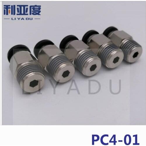 5PCS / lot PC4-01 Tube 4mm 1/8" 3D Printers Parts Black/White/fast joint / pneumatic connector / copper connector / thread