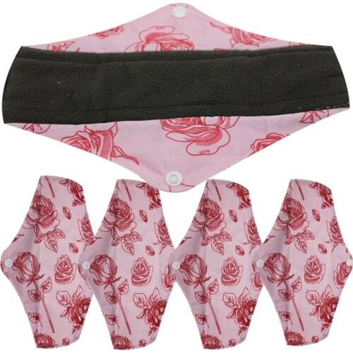 5PCS Print Mama Cloth Menstrual Pads Bamboo Charcoal Sanitary pad Girls Sanitary Towels M SIZE