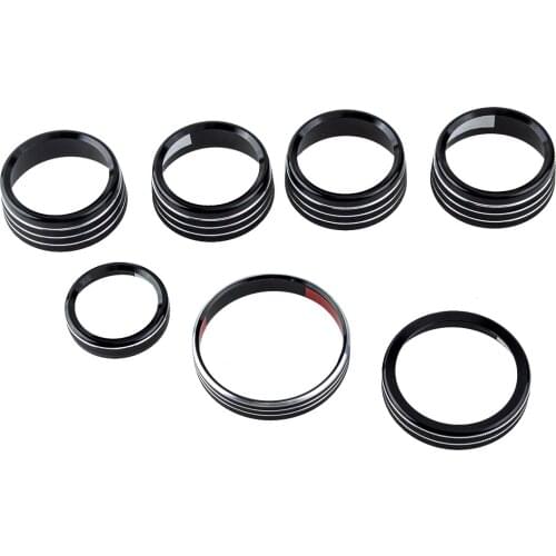 7Pcs/Set Black Car Headlight Volume Air Condition Switch Knob Ring Cover Trim Fit For Ford F150 2016 2017 2018 2019