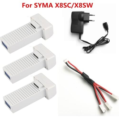 3PCS X8SW Battery lipo battery and 7.4v charge with 1 care 3 conversion cable for SYMA X8SW X8SC X8PRO remote control helicopter