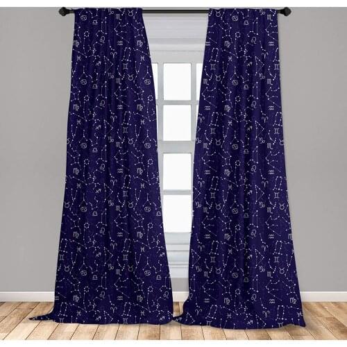 Astrology Window Curtain Horoscope Signs and Constellations Cosmic Galactic Movement Lightweight Decorative