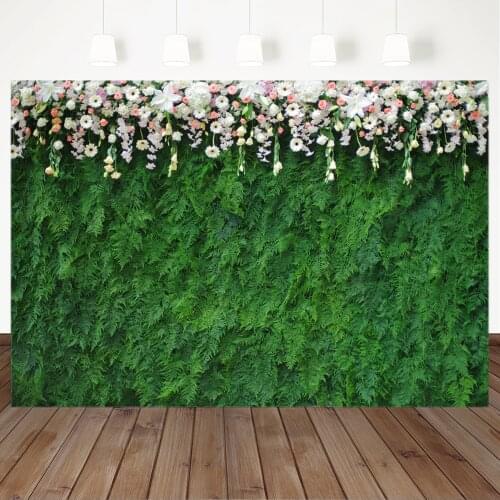 White Floral Green Wall Bridal Shower Photographic Backdrops For Photo Studio Birthday Weeding Photography Background