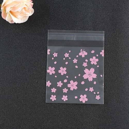 100pcs Flowers Heart Cellophane OPP Bags Wedding Favors Gift Bag Self Adhesive Plastic Bag Baking Package Party Supplies