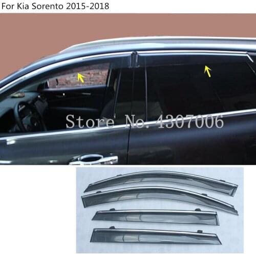 Car body cover Stick lamp plastic Window glass Wind Visor Rain/Sun Guard Vent 4pcs For Kia Sorento 2015 2016 2017